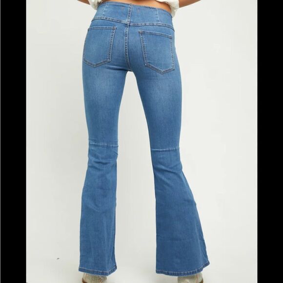 Free People Penny Pull On Flare Jeans Dark Wash 26 - Picture 4 of 6